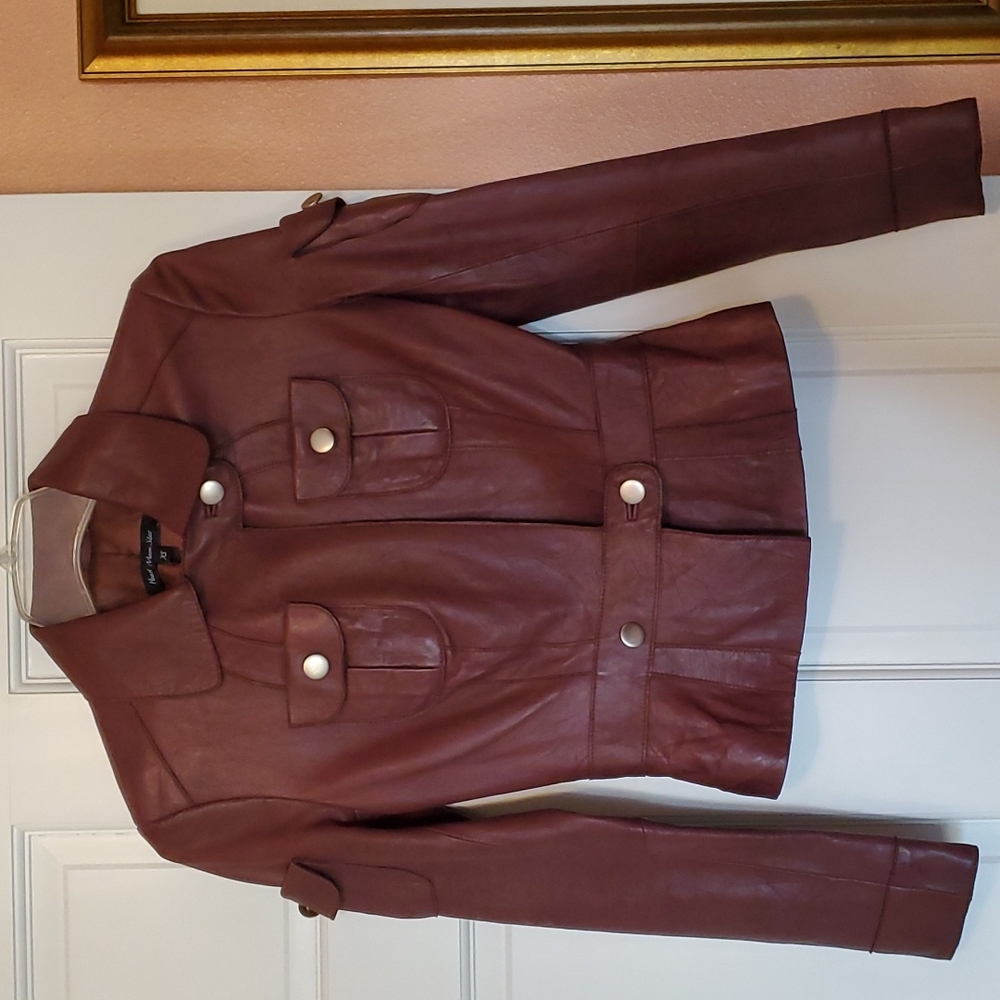 Heart Moon Star buttery soft brown genuine leather jacket